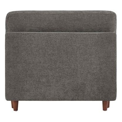 Back view of Liam modular armless chair in dark gray fabric with wooden legs - CHITA Living