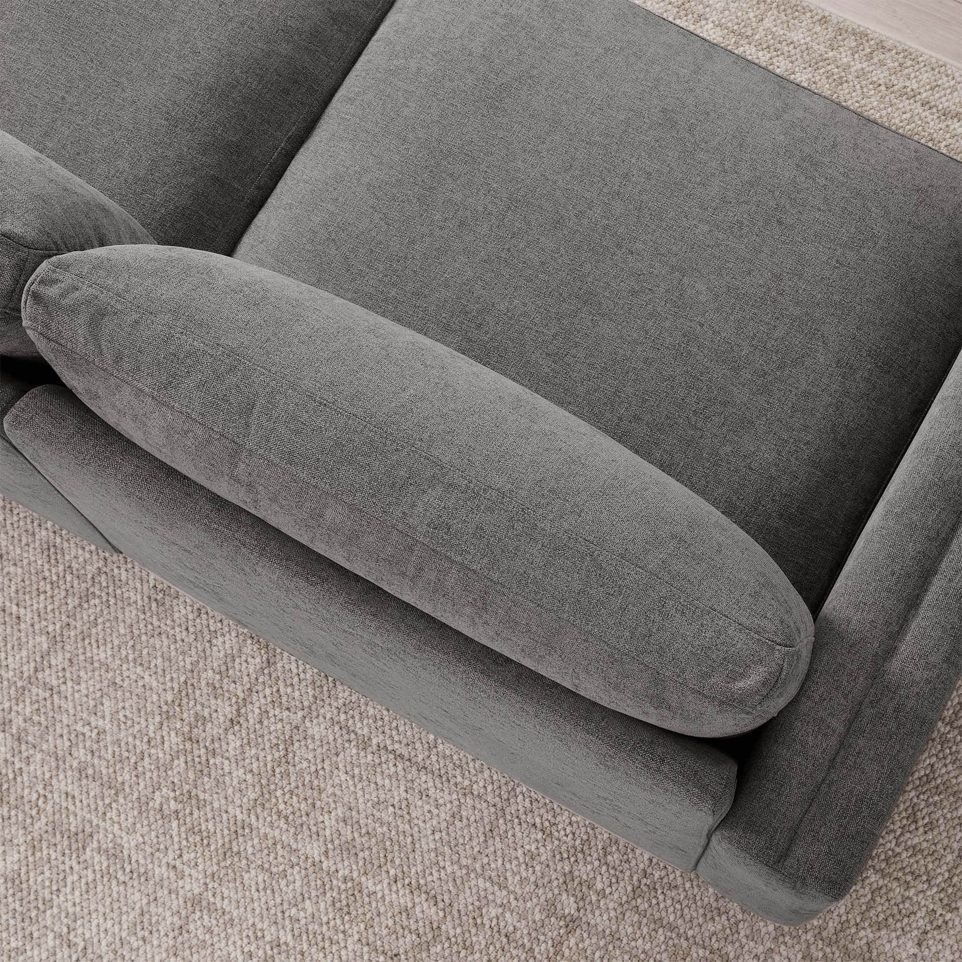 Close-up of Liam 5-Piece Overstuffed Sectional's gray cushion highlighting quality design - CHITA Living