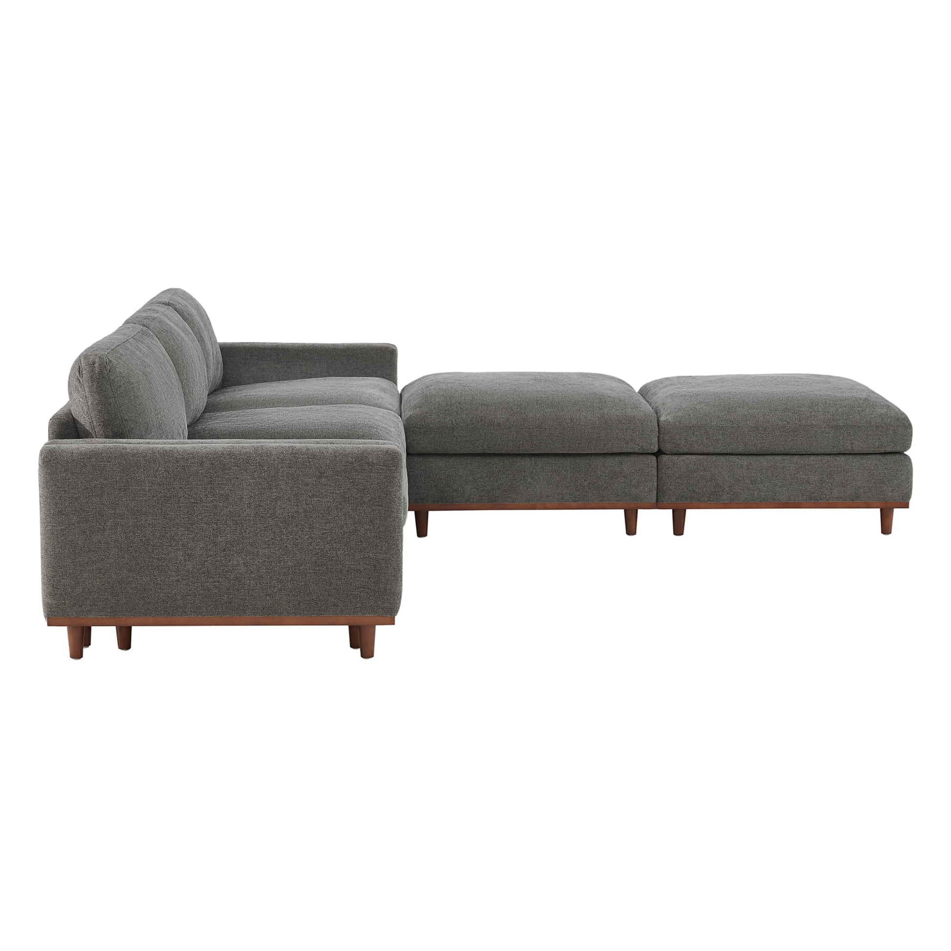Liam 5-Piece Overstuffed Sectional in gray fabric with chaise in modern living room setting - CHITA Living
