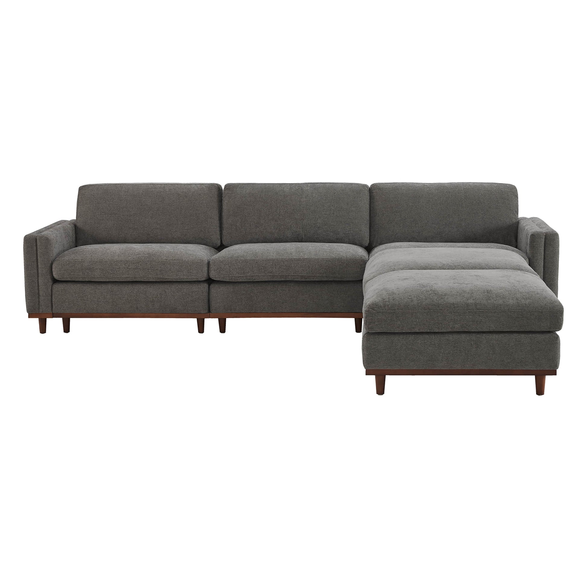 Liam 5-Piece Overstuffed Sectional sofa in gray fabric with chaise in modern living room - CHITA Living