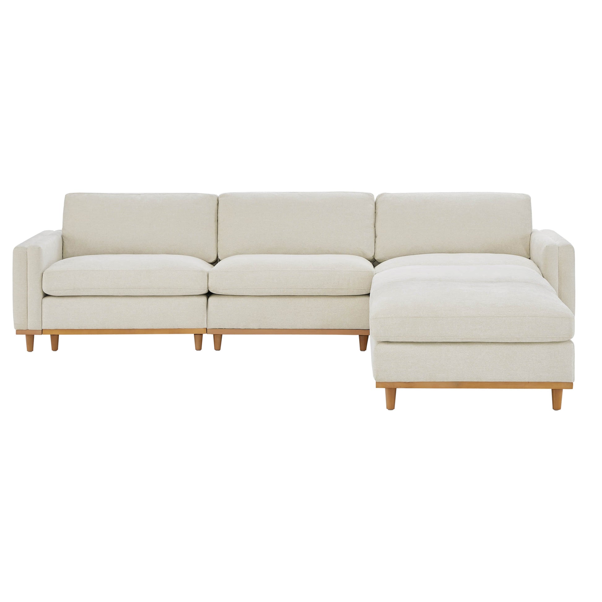 Liam 5-Piece Sectional in light upholstery with wooden legs in a modern living room - CHITA Living
