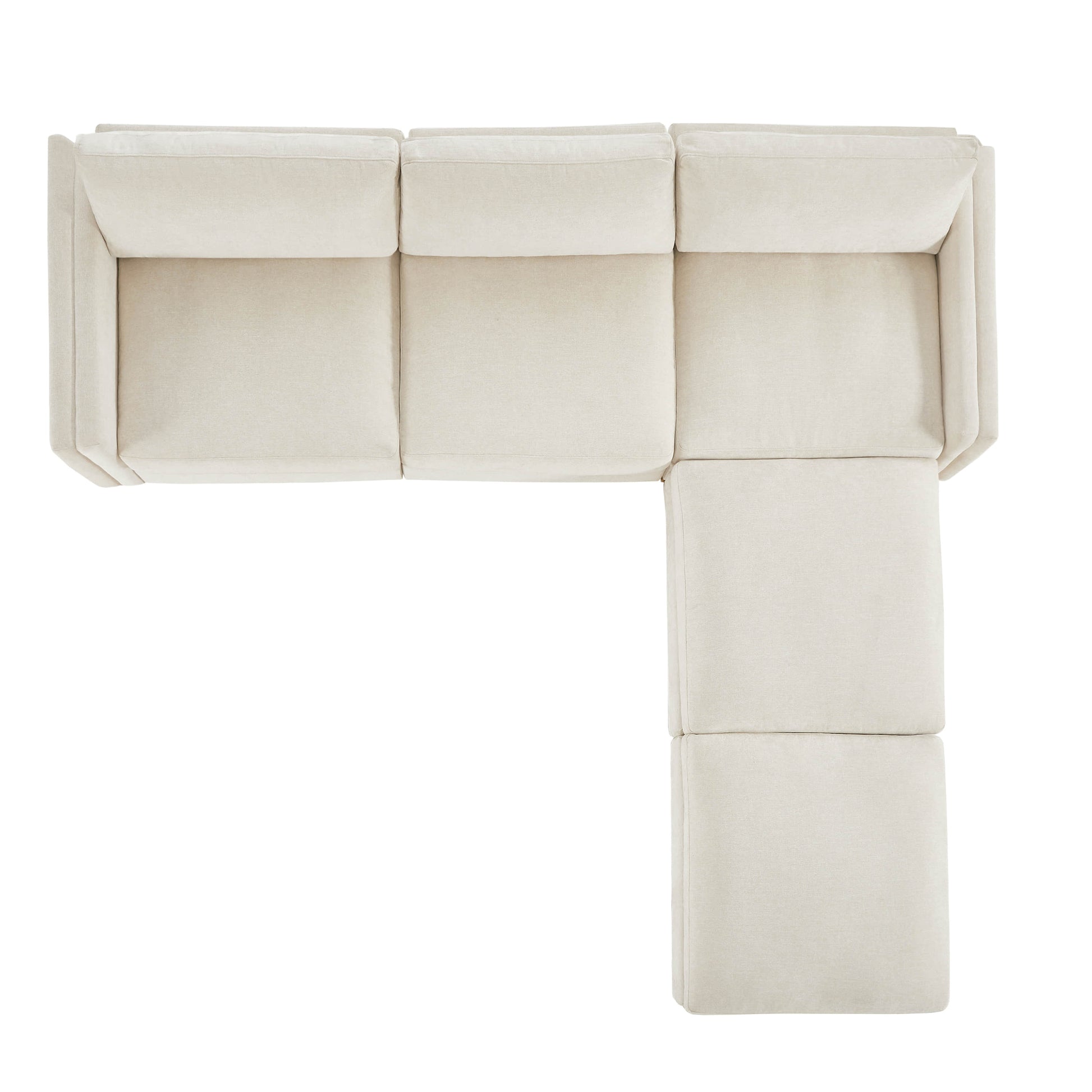Top view of Liam 5-Piece Overstuffed Sectional sofa in light fabric and wood base - CHITA Living