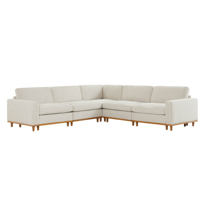 Liam 5-Piece Overstuffed Sectional in a bright living room with light upholstery and wood base - CHITA Living