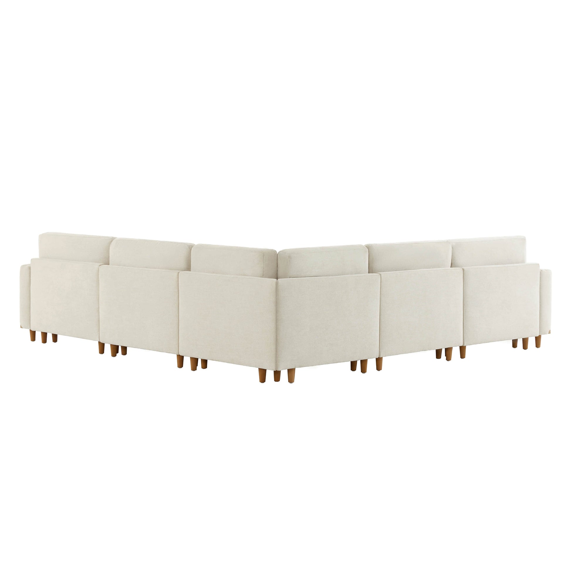 Liam 5-Piece Overstuffed Sectional with light fabric in a bright modern living room - CHITA Living
