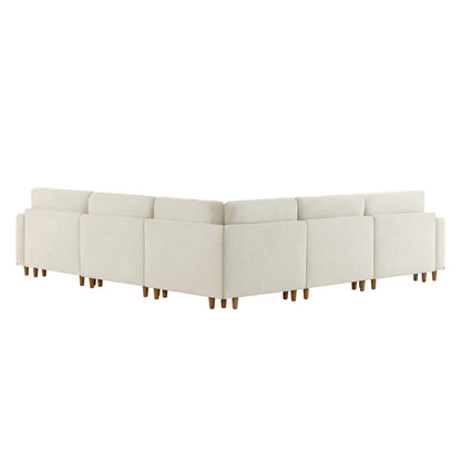 Liam 5-Piece Overstuffed Sectional with light fabric in a bright modern living room - CHITA Living