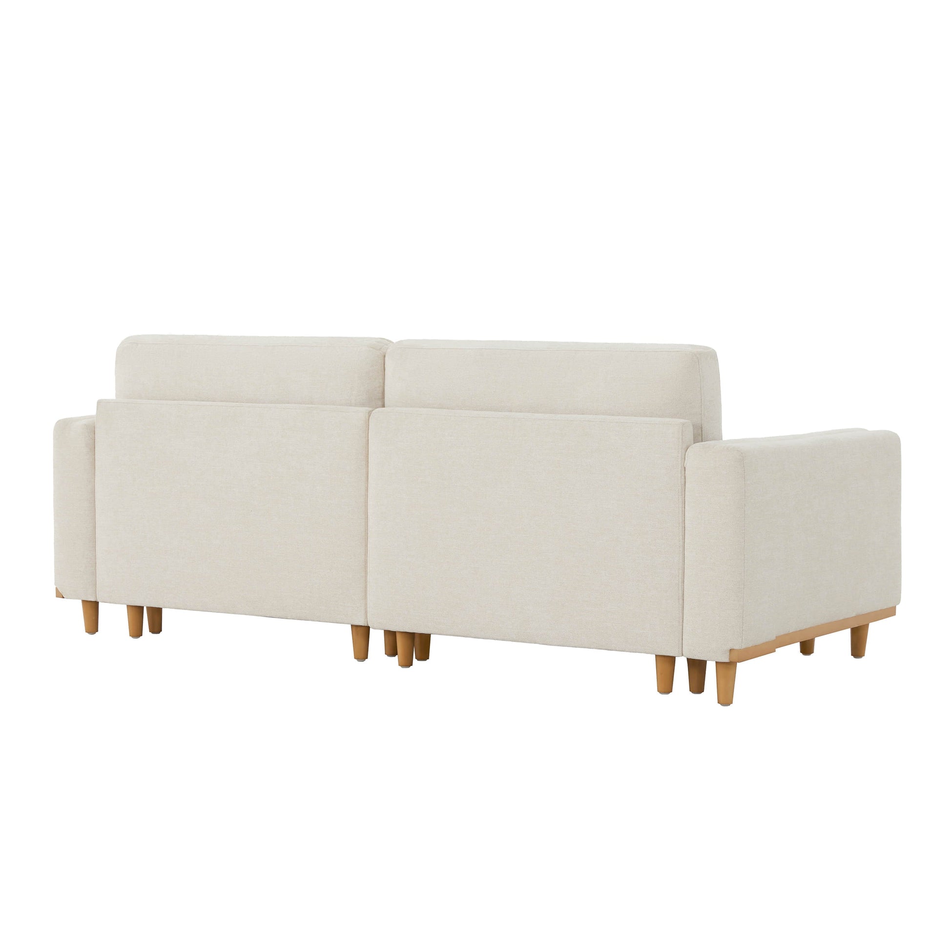 Back view of cream 2-piece modular sectional sofa with wooden legs - CHITA Living