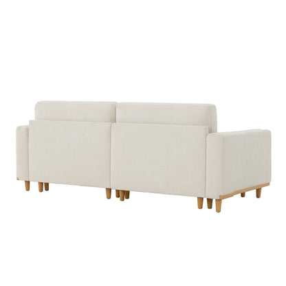 Back view of cream 2-piece modular sectional sofa with wooden legs - CHITA Living