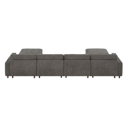 Back view of Liam 6-Piece Overstuffed Modular Sectional in gray fabric - CHITA Living