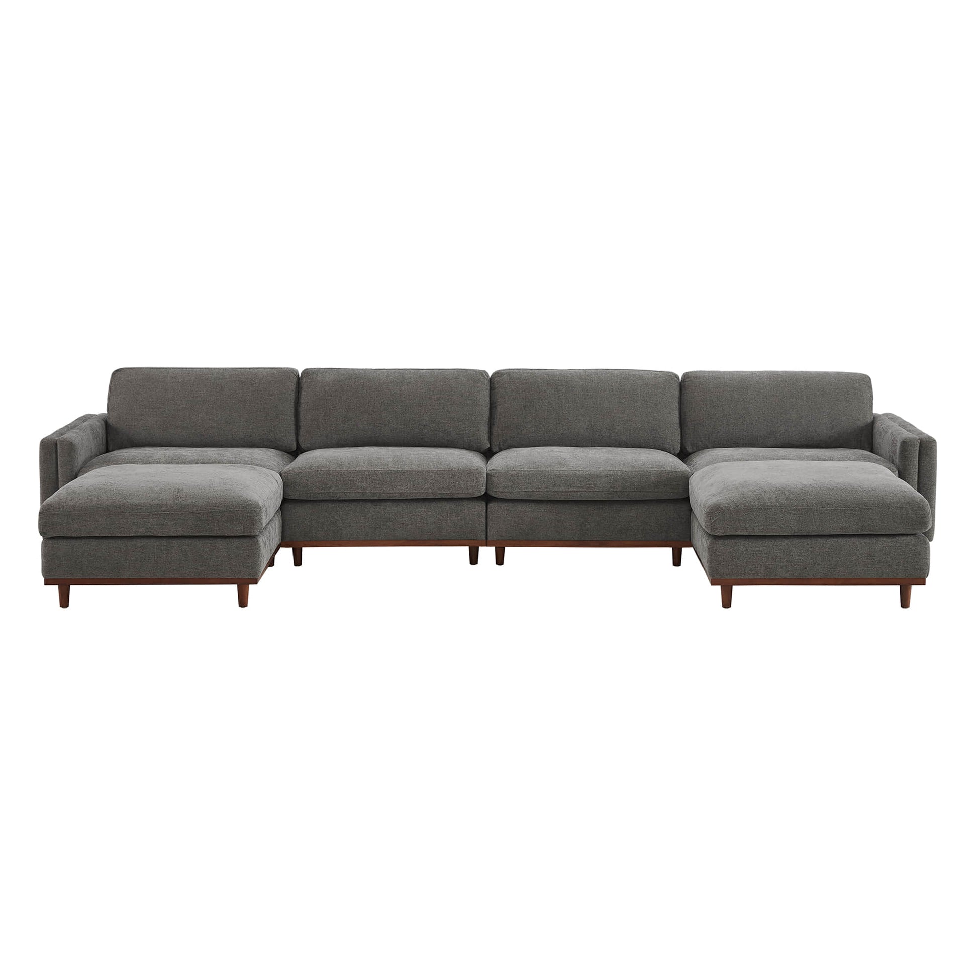 Liam 6-Piece Overstuffed Modular Sectional in gray fabric in modern living room - CHITA Living