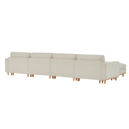 Back view of Liam 6-Piece Overstuffed Modular Sectional in light fabric - CHITA Living