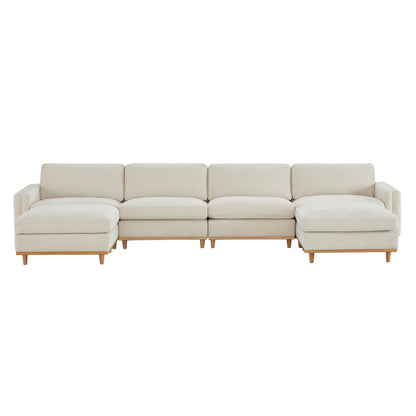 Liam 6-piece modular sectional sofa in light fabric with wooden legs and plush cushions - CHITA Living