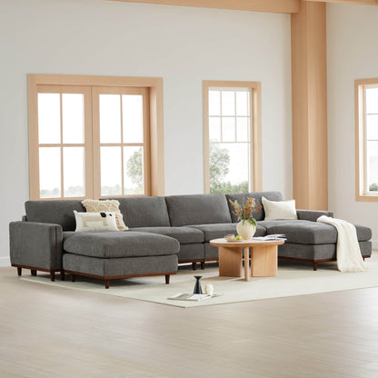 Liam 6-Piece Overstuffed Modular Sectional in gray fabric in modern living room - CHITA Living