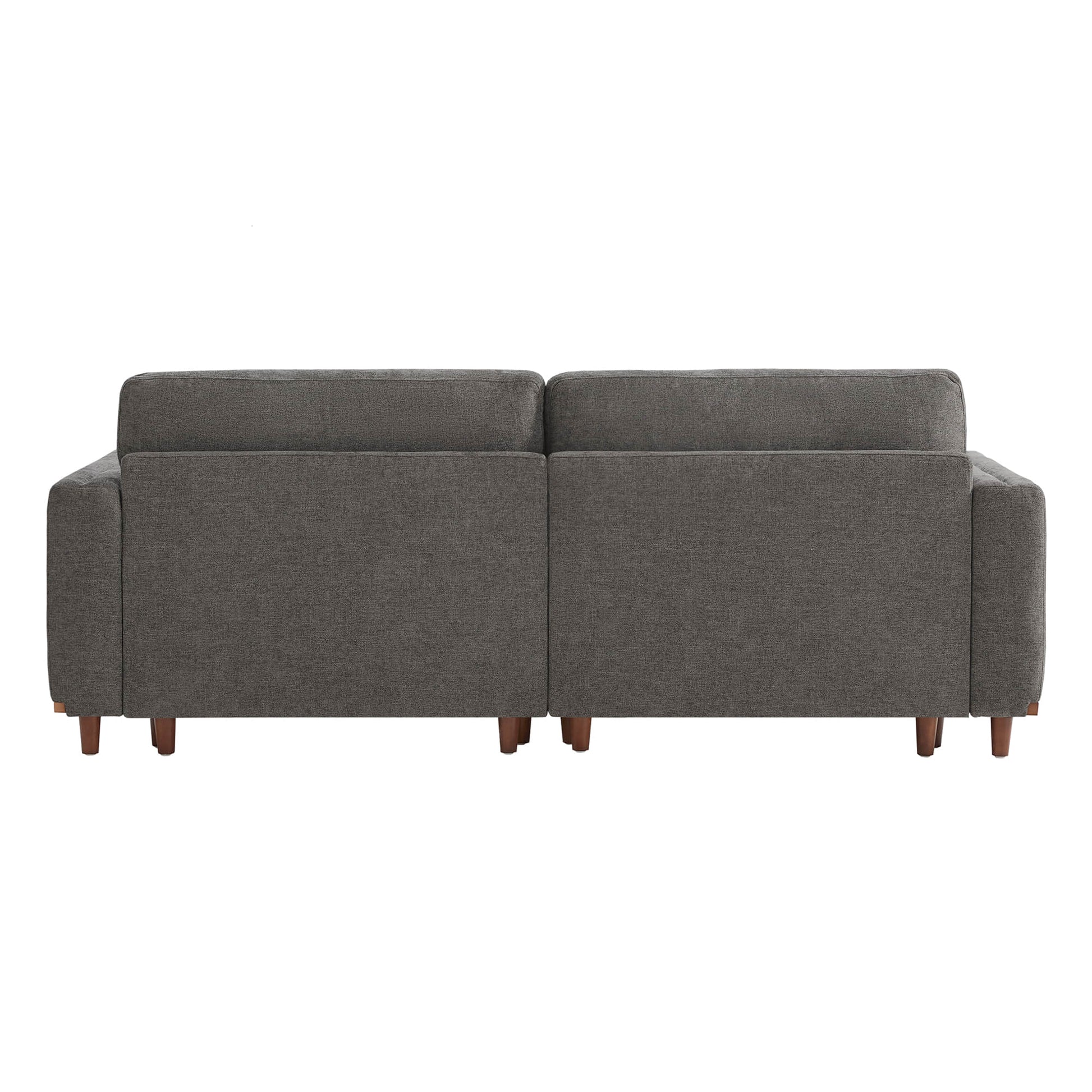 Back view of slate gray 2-piece modular sofa with wooden legs in modern living room - CHITA Living