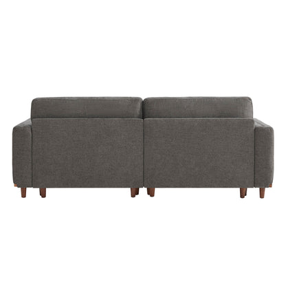 Back view of slate gray 2-piece modular sofa with wooden legs in modern living room - CHITA Living