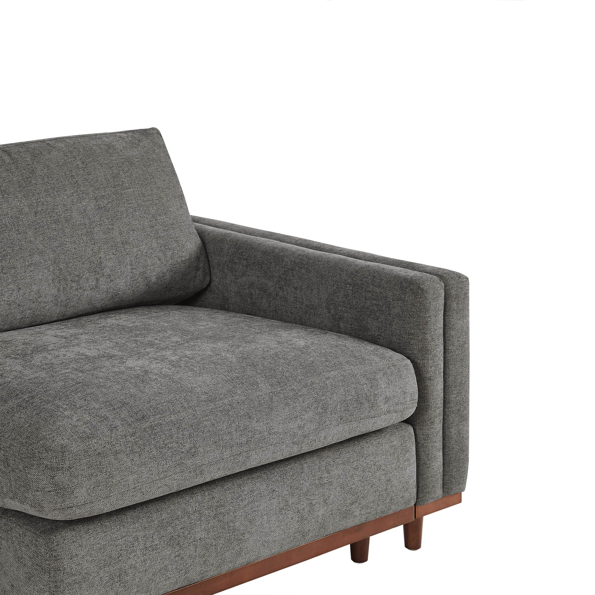 Liam 5-Piece Overstuffed Sectional corner piece in gray fabric with wooden base - CHITA Living