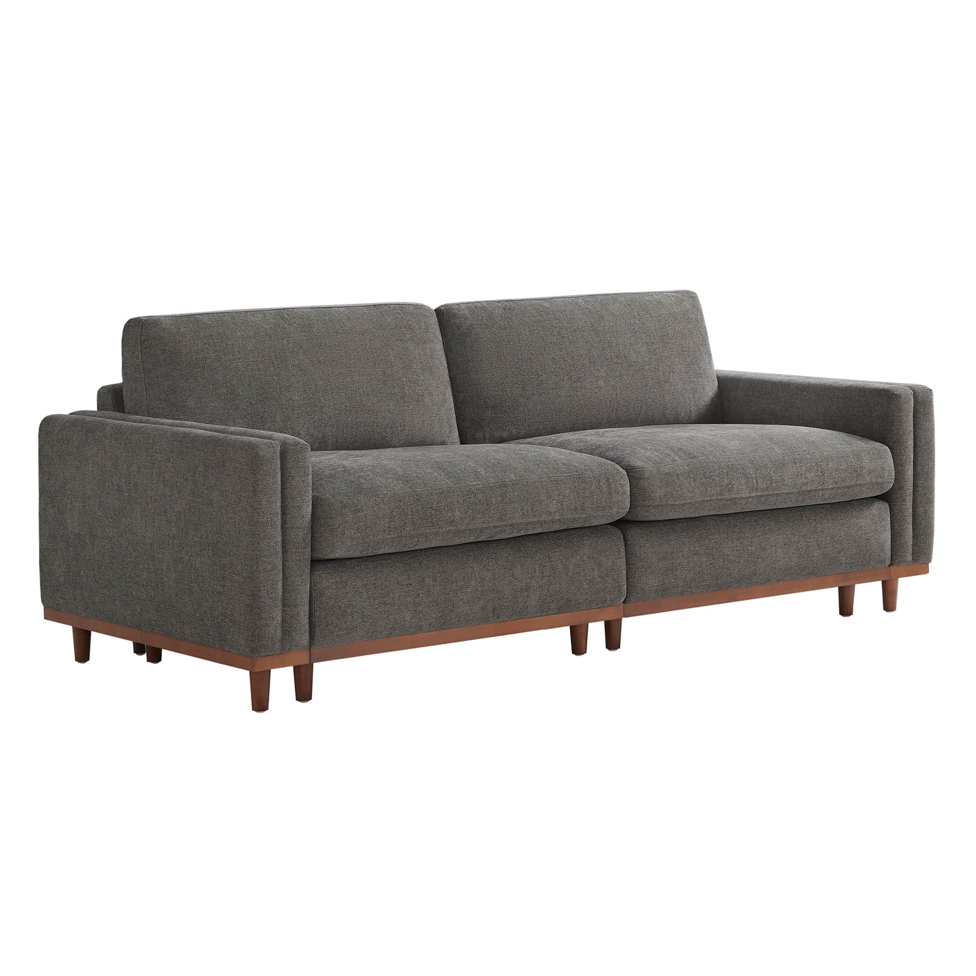 Slate gray modular sofa with wooden legs in modern living room setting - CHITA Living