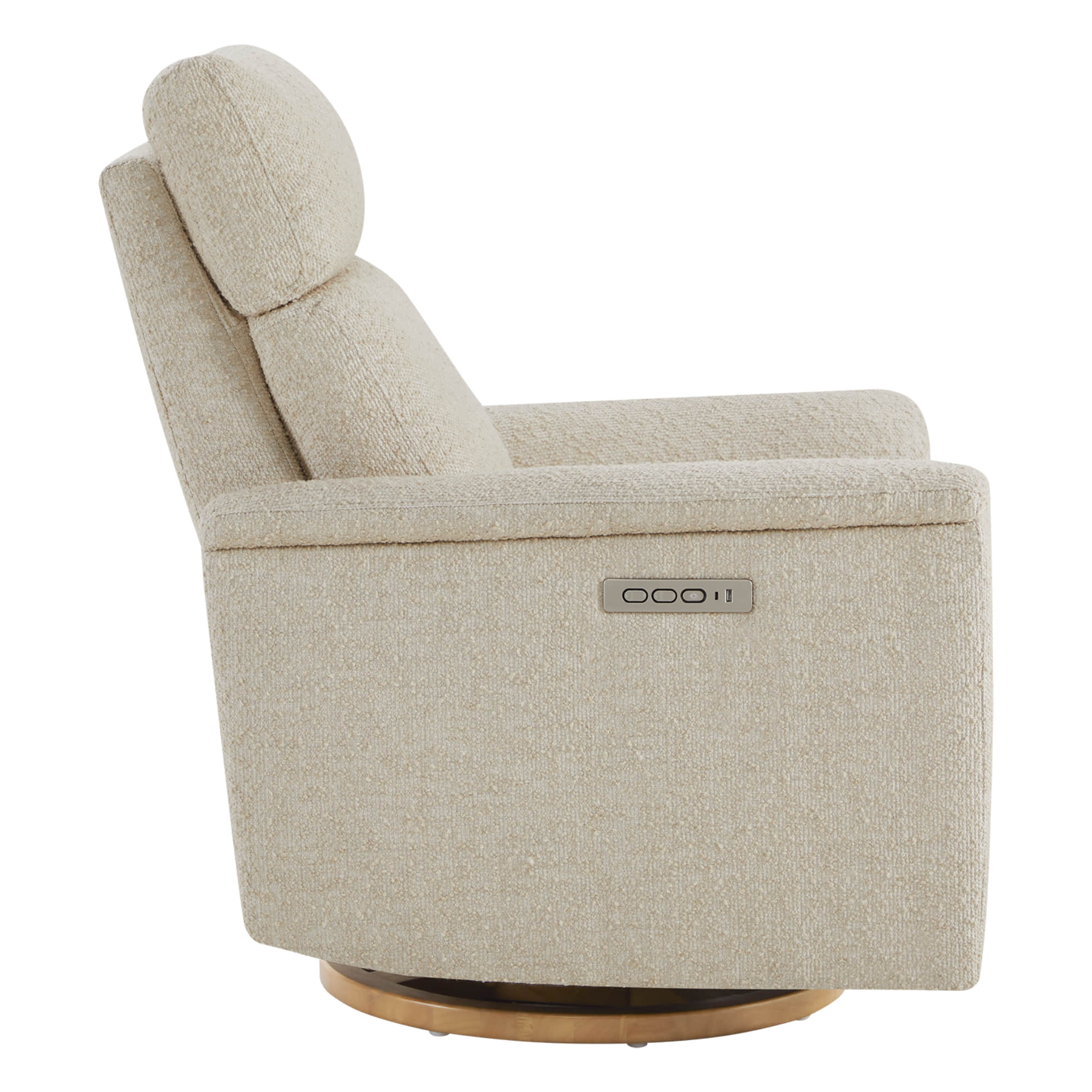 Lulla Power Swivel Nursery Glider Recliner with Power Headrest and Nightlight