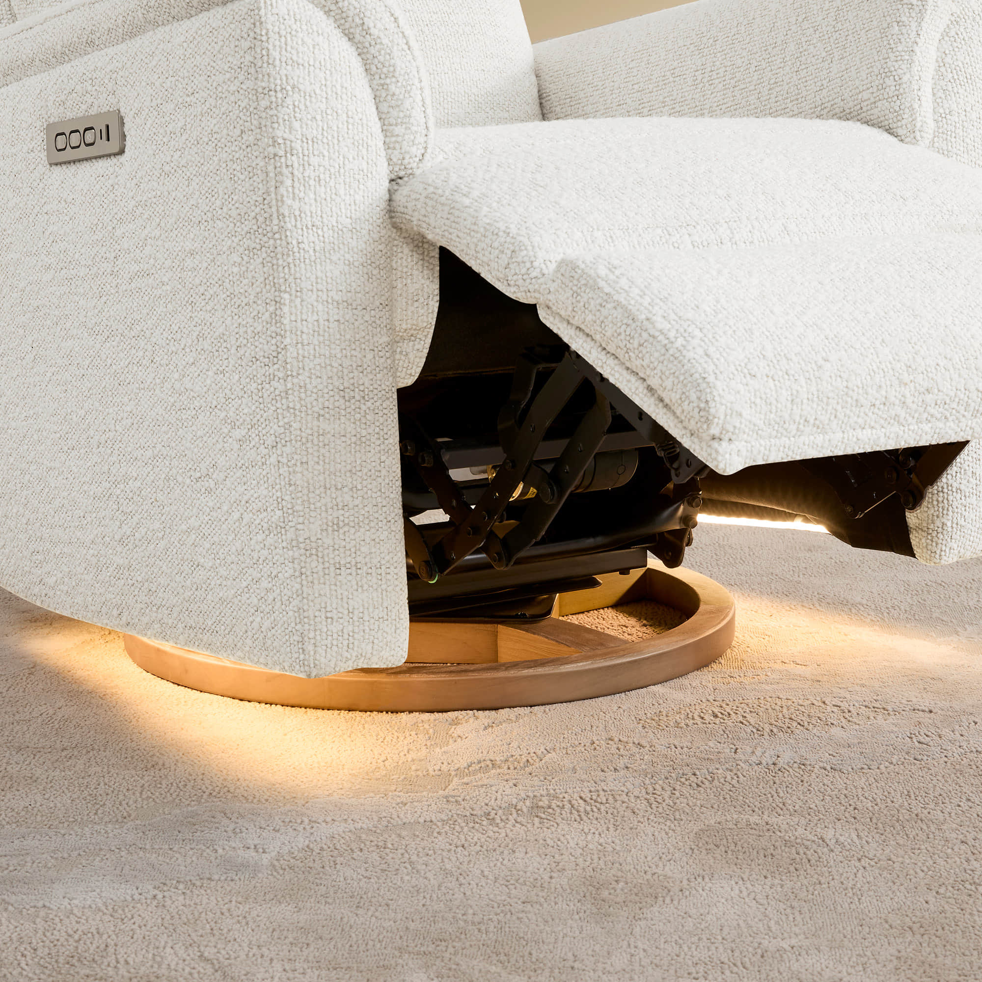 Lulla Power Swivel Nursery Glider Recliner with Power Headrest and Nightlight