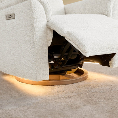 Lulla Power Swivel Nursery Glider Recliner with Power Headrest and Nightlight