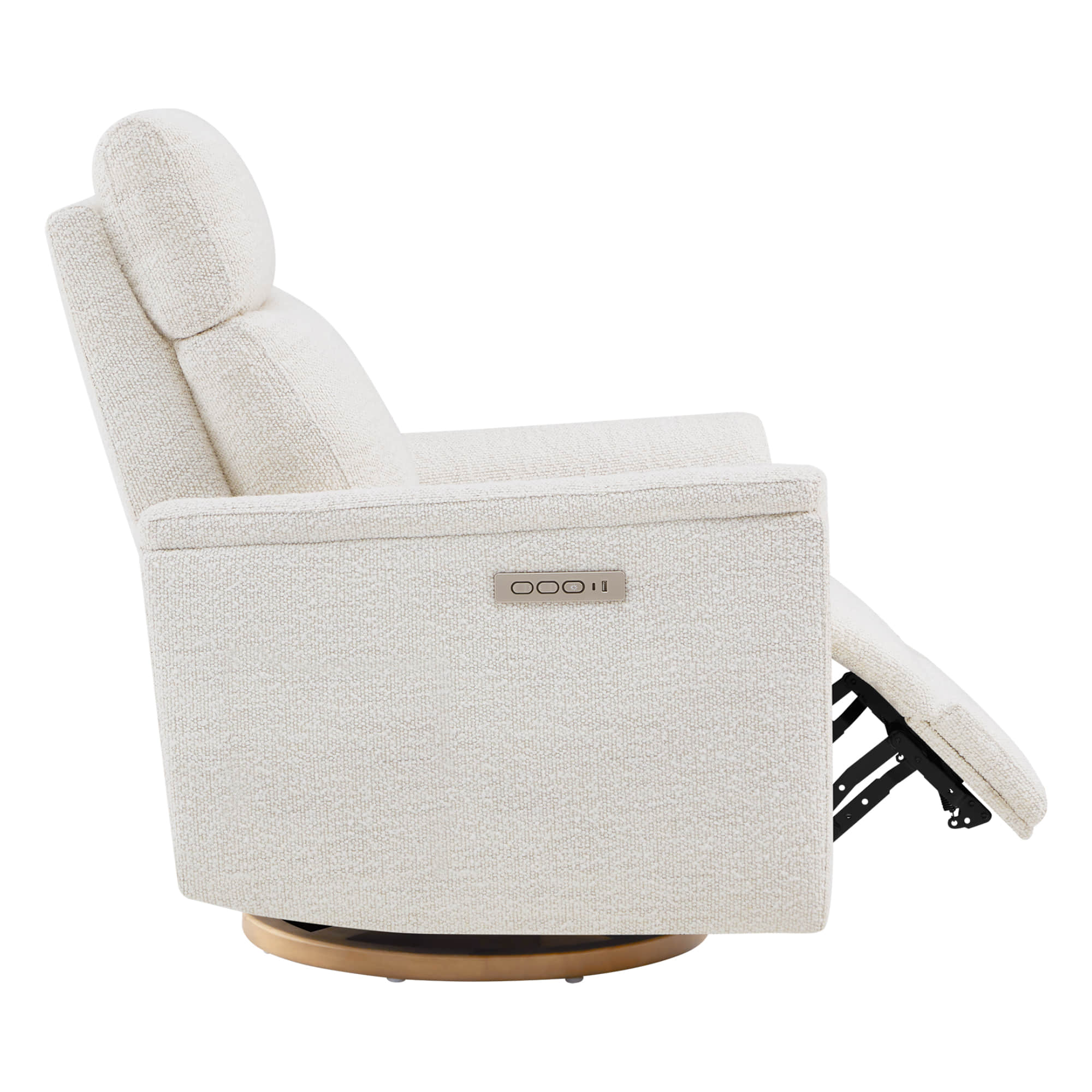 Lulla Power Swivel Nursery Glider Recliner with Power Headrest and Nightlight