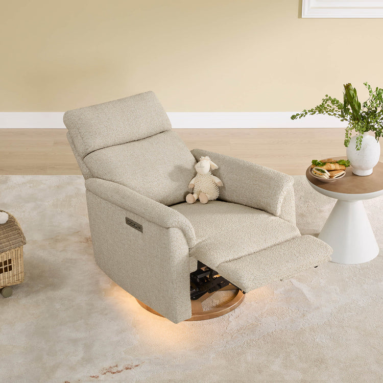 Lulla Power Swivel Nursery Glider Recliner with Power Headrest and Nightlight