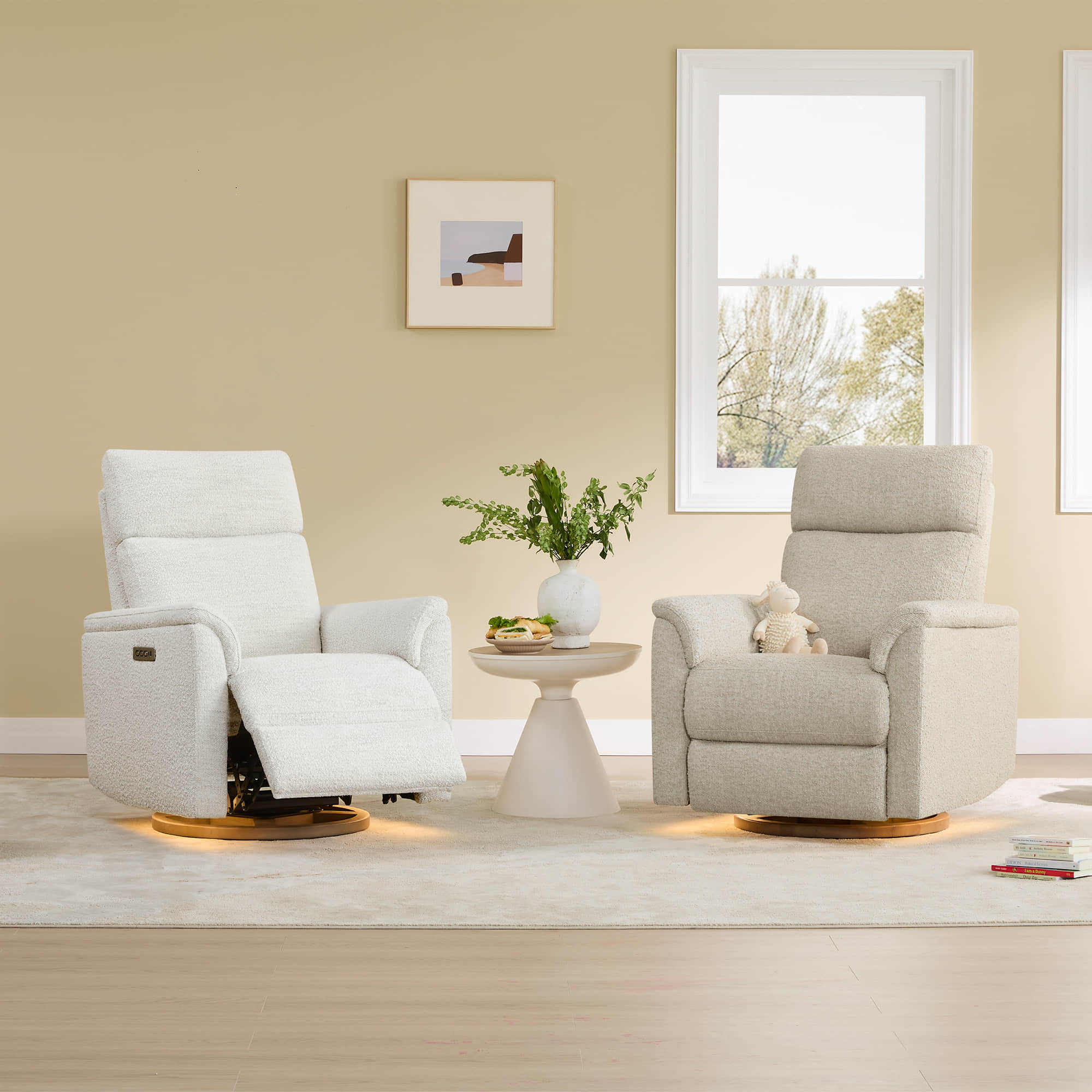 Lulla Power Swivel Nursery Glider Recliner with Power Headrest and Nightlight