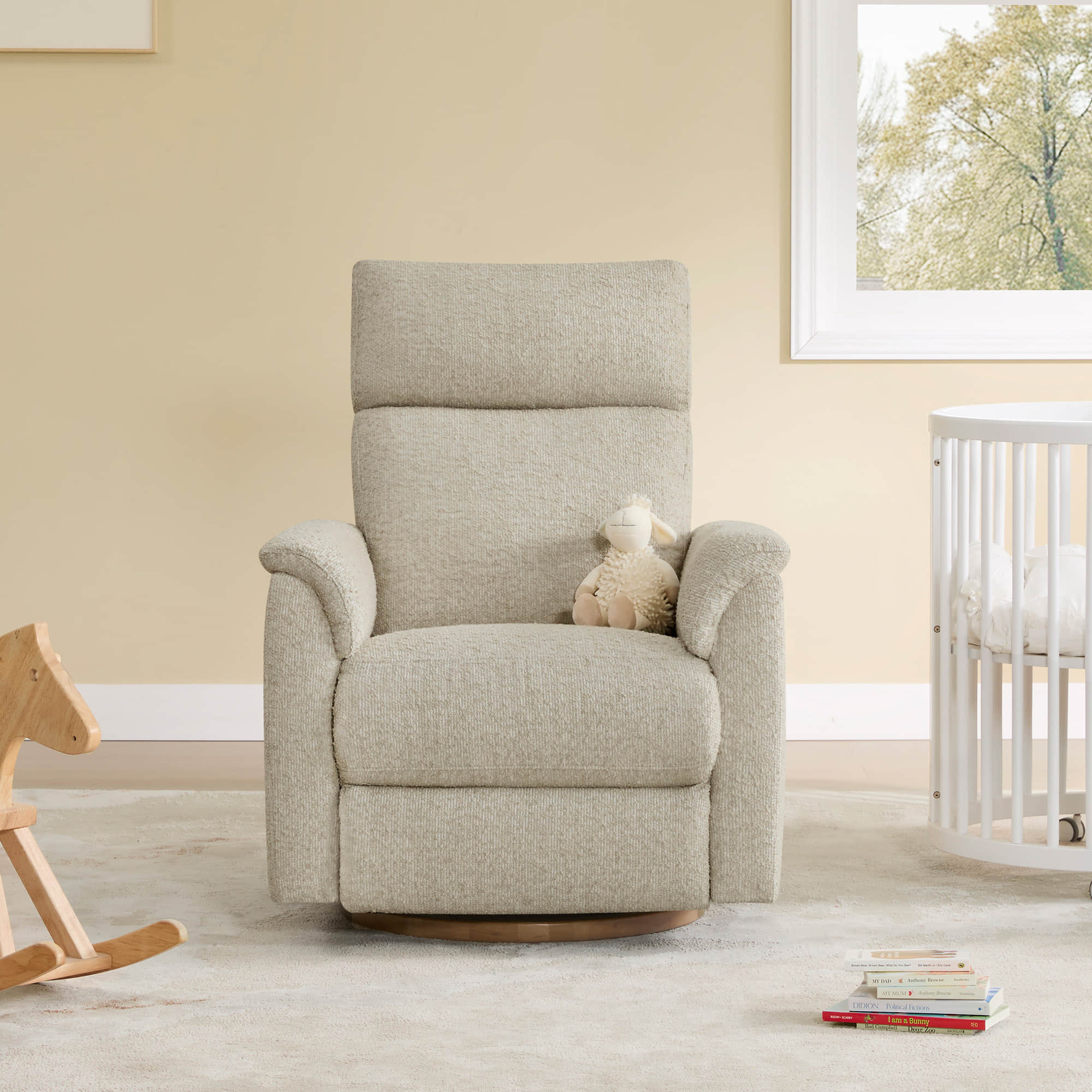 Lulla Power Swivel Nursery Glider Recliner with Power Headrest and Nightlight