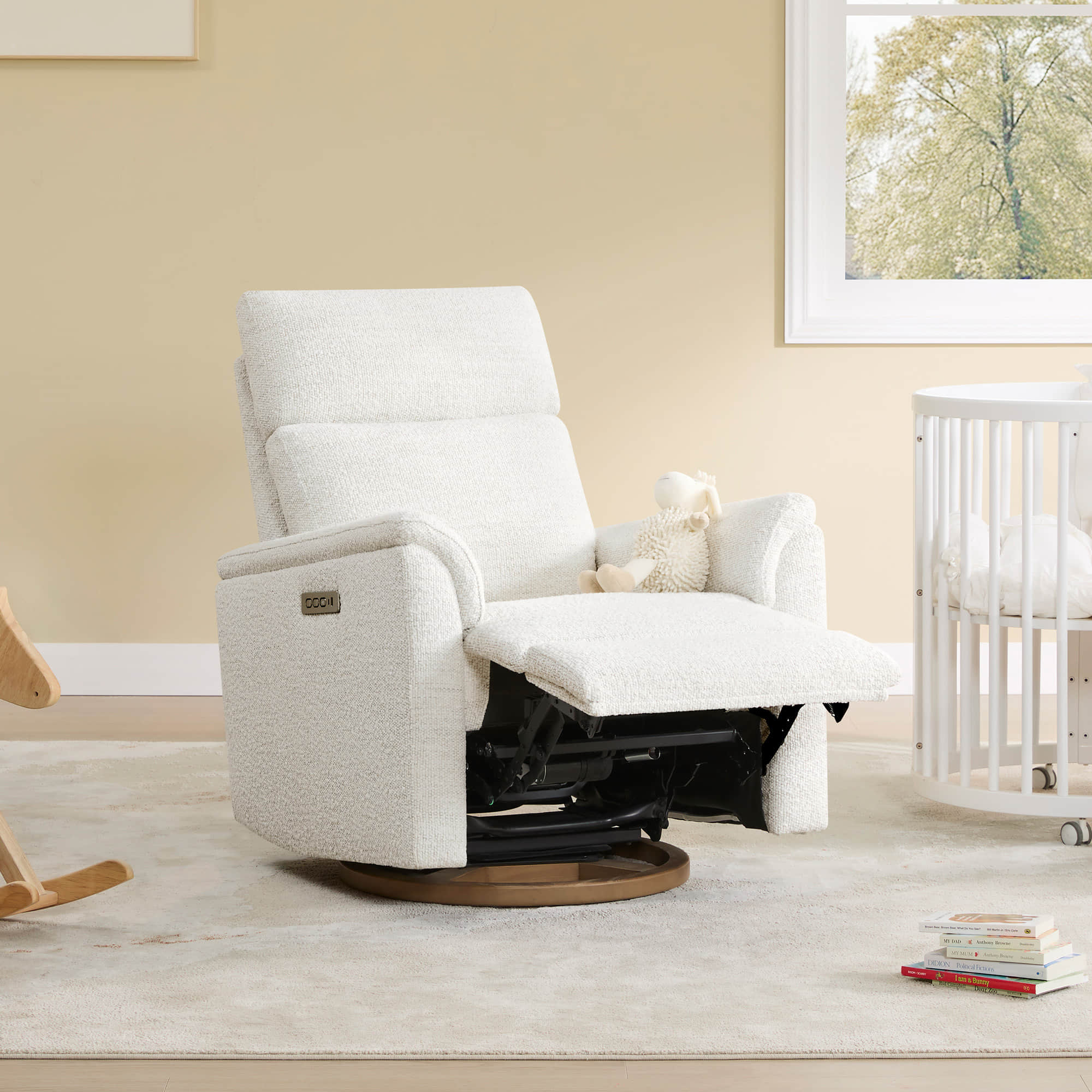 Lulla Power Swivel Nursery Glider Recliner with Power Headrest and Nightlight