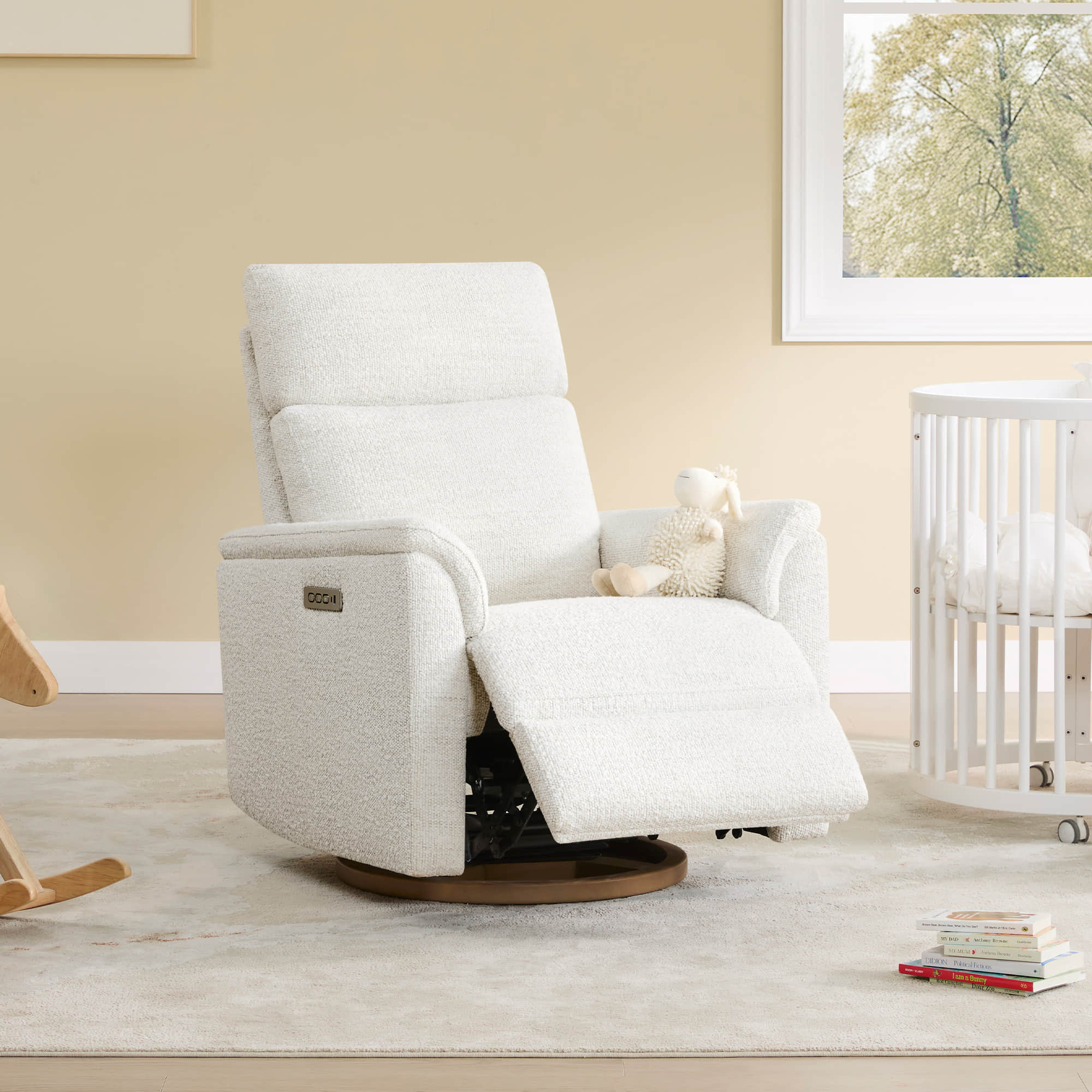 Lulla Power Swivel Nursery Glider Recliner with Power Headrest and Nightlight