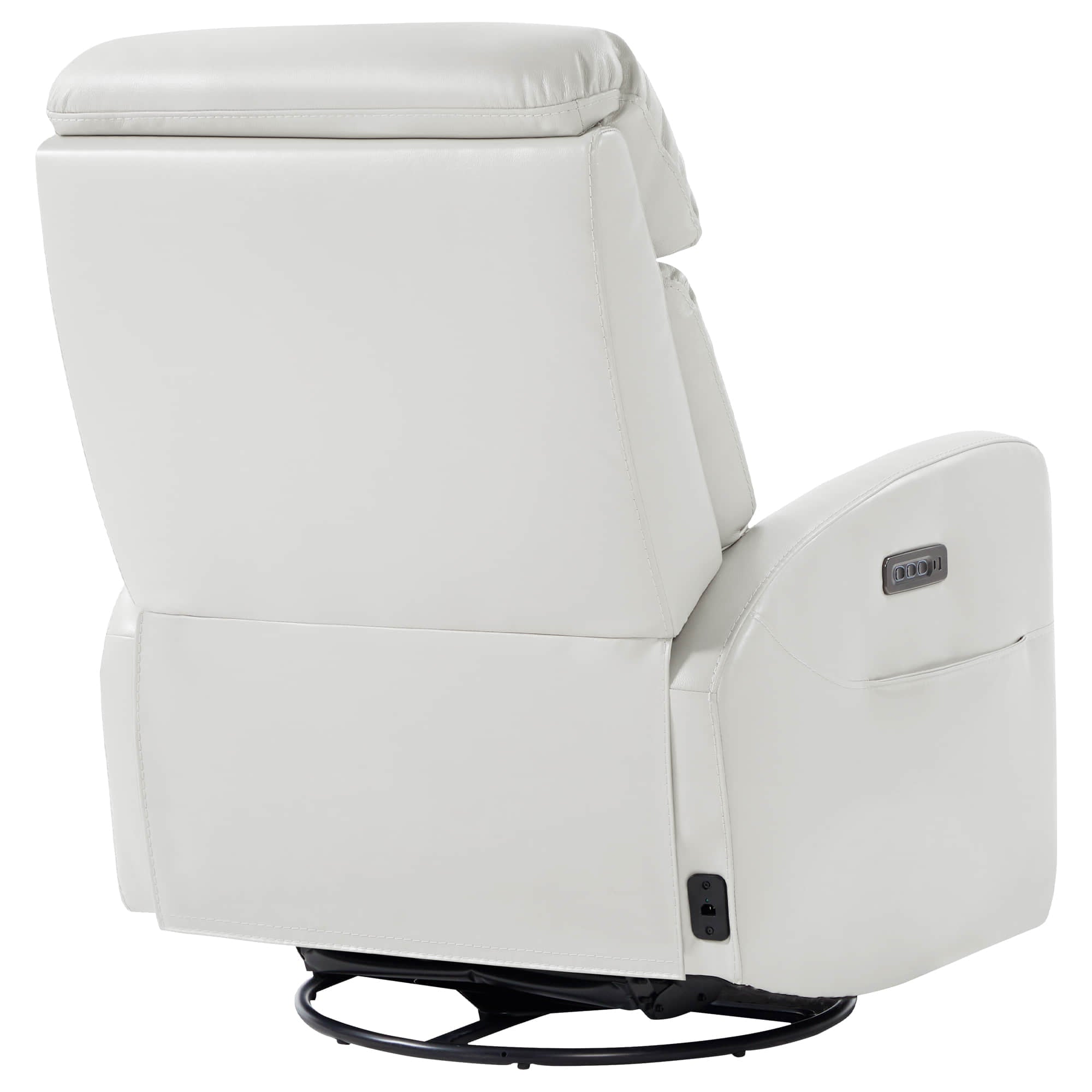 Fauteuil inclinable pivotant en cuir véritable Maxwell avec lombaire et appui-tête électriques