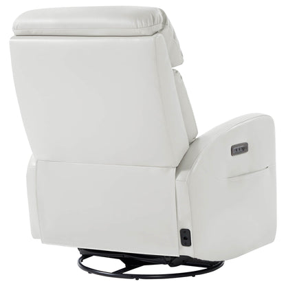 Fauteuil inclinable pivotant en cuir véritable Maxwell avec lombaire et appui-tête électriques