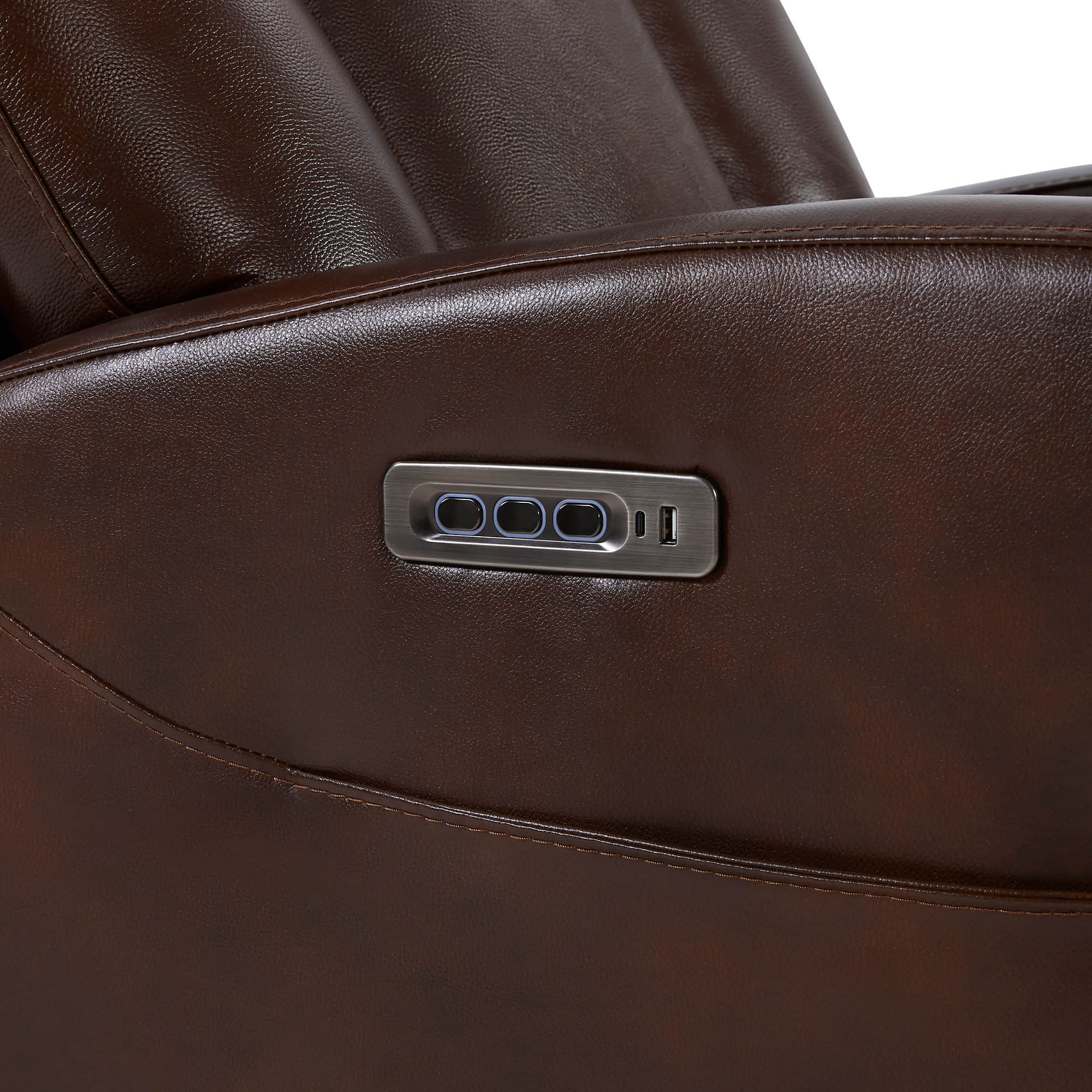 Fauteuil inclinable pivotant en cuir véritable Maxwell avec lombaire et appui-tête électriques