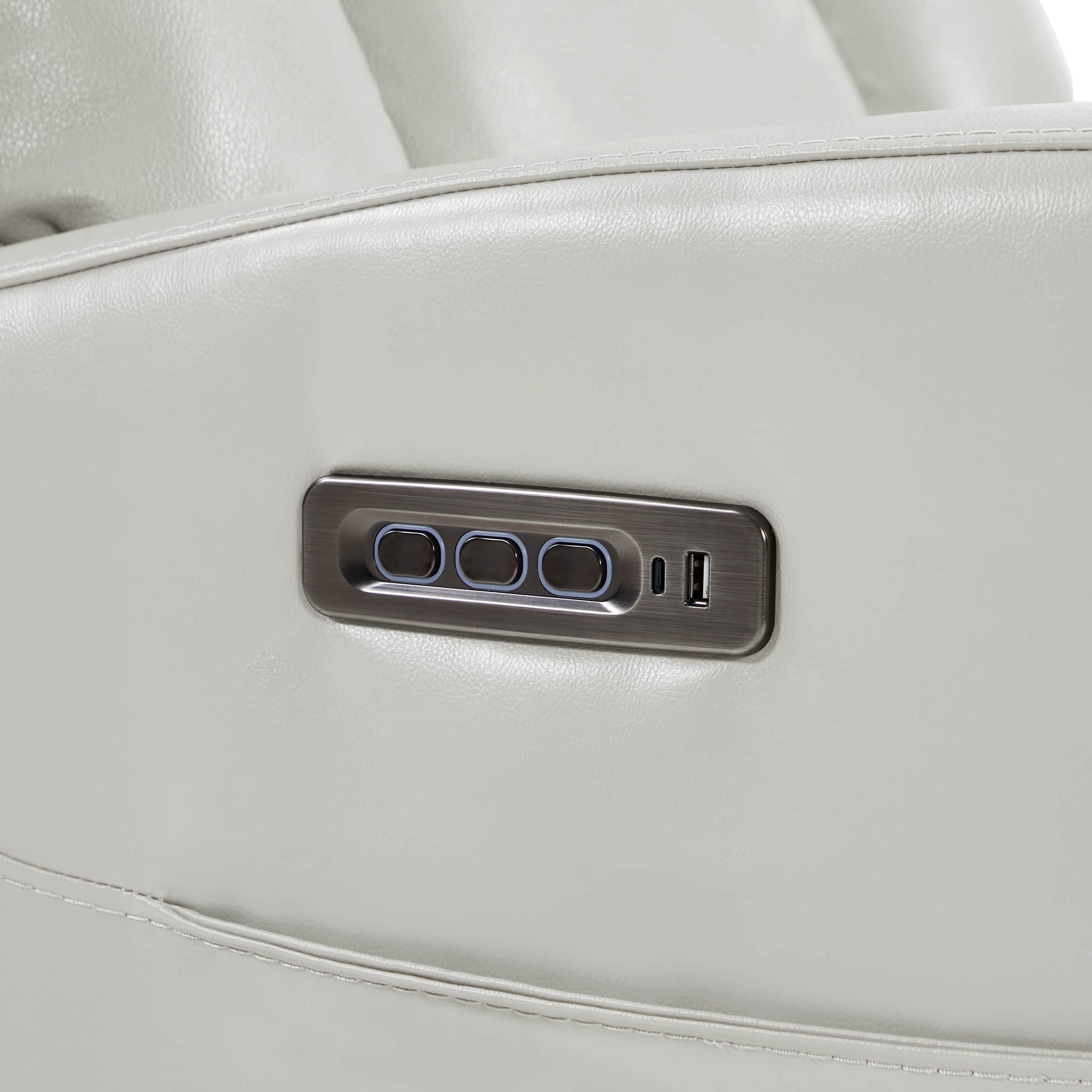 Fauteuil inclinable pivotant en cuir véritable Maxwell avec lombaire et appui-tête électriques