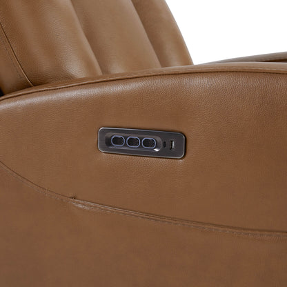 Fauteuil inclinable pivotant en cuir véritable Maxwell avec lombaire et appui-tête électriques