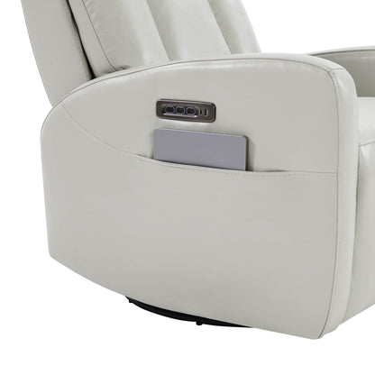 Fauteuil inclinable pivotant en cuir véritable Maxwell avec lombaire et appui-tête électriques