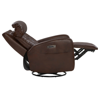 Fauteuil inclinable pivotant en cuir véritable Maxwell avec lombaire et appui-tête électriques