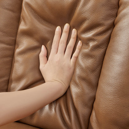 Fauteuil inclinable pivotant en cuir véritable Maxwell avec lombaire et appui-tête électriques