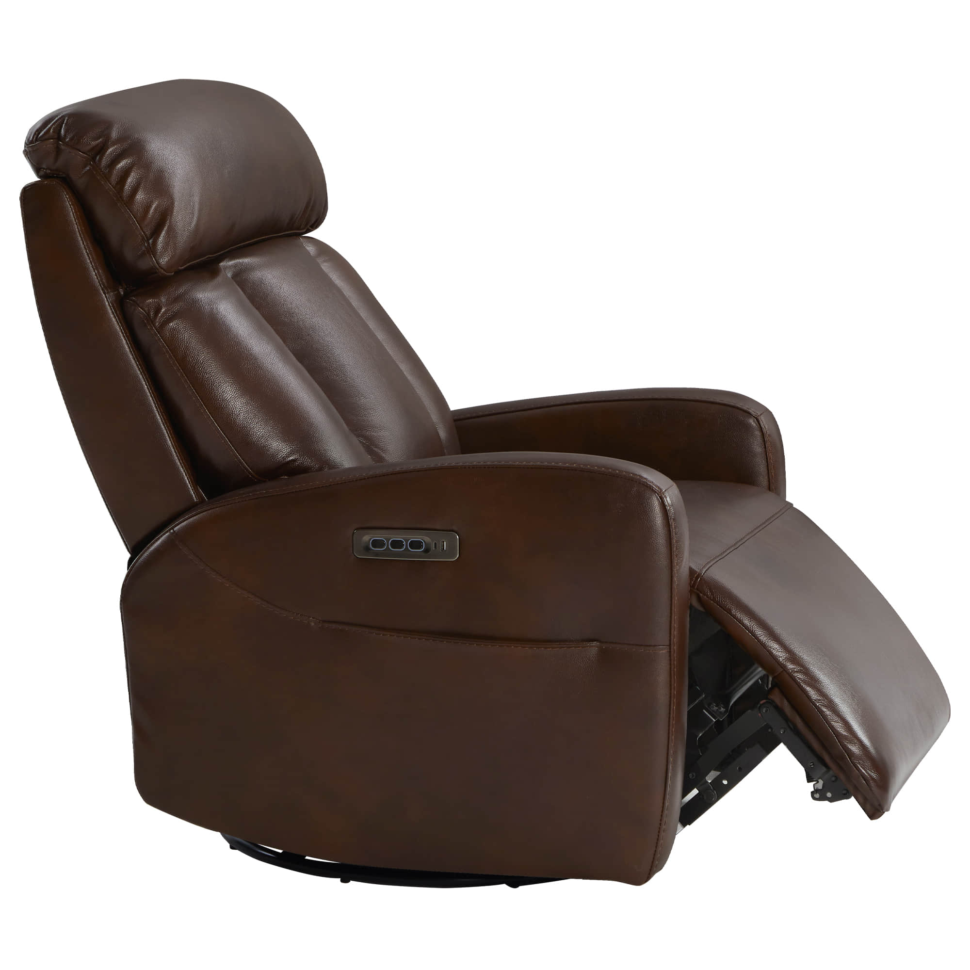 Fauteuil inclinable pivotant en cuir véritable Maxwell avec lombaire et appui-tête électriques
