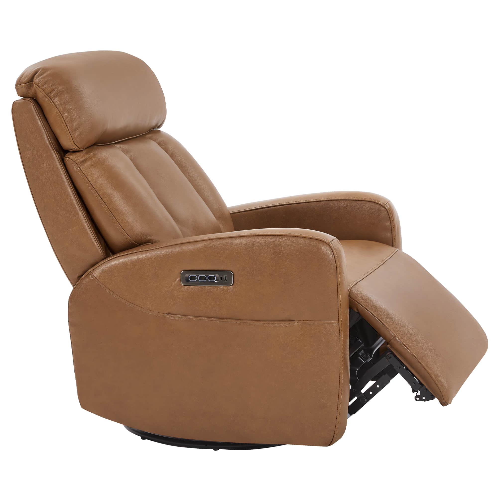 Fauteuil inclinable pivotant en cuir véritable Maxwell avec lombaire et appui-tête électriques