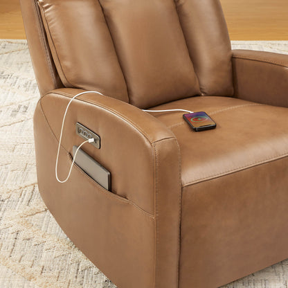 Fauteuil inclinable pivotant en cuir véritable Maxwell avec lombaire et appui-tête électriques