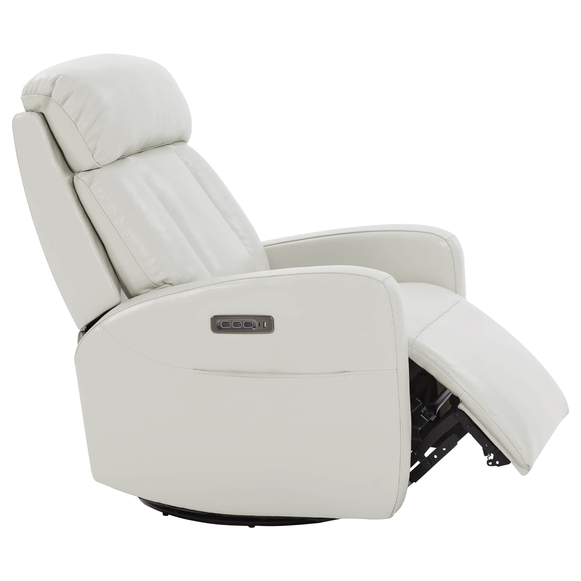 Fauteuil inclinable pivotant en cuir véritable Maxwell avec lombaire et appui-tête électriques