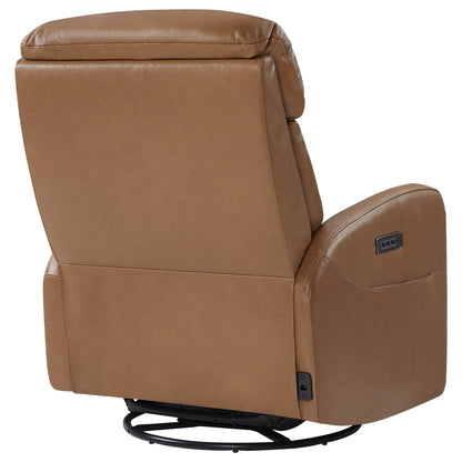 Fauteuil inclinable pivotant en cuir véritable Maxwell avec lombaire et appui-tête électriques