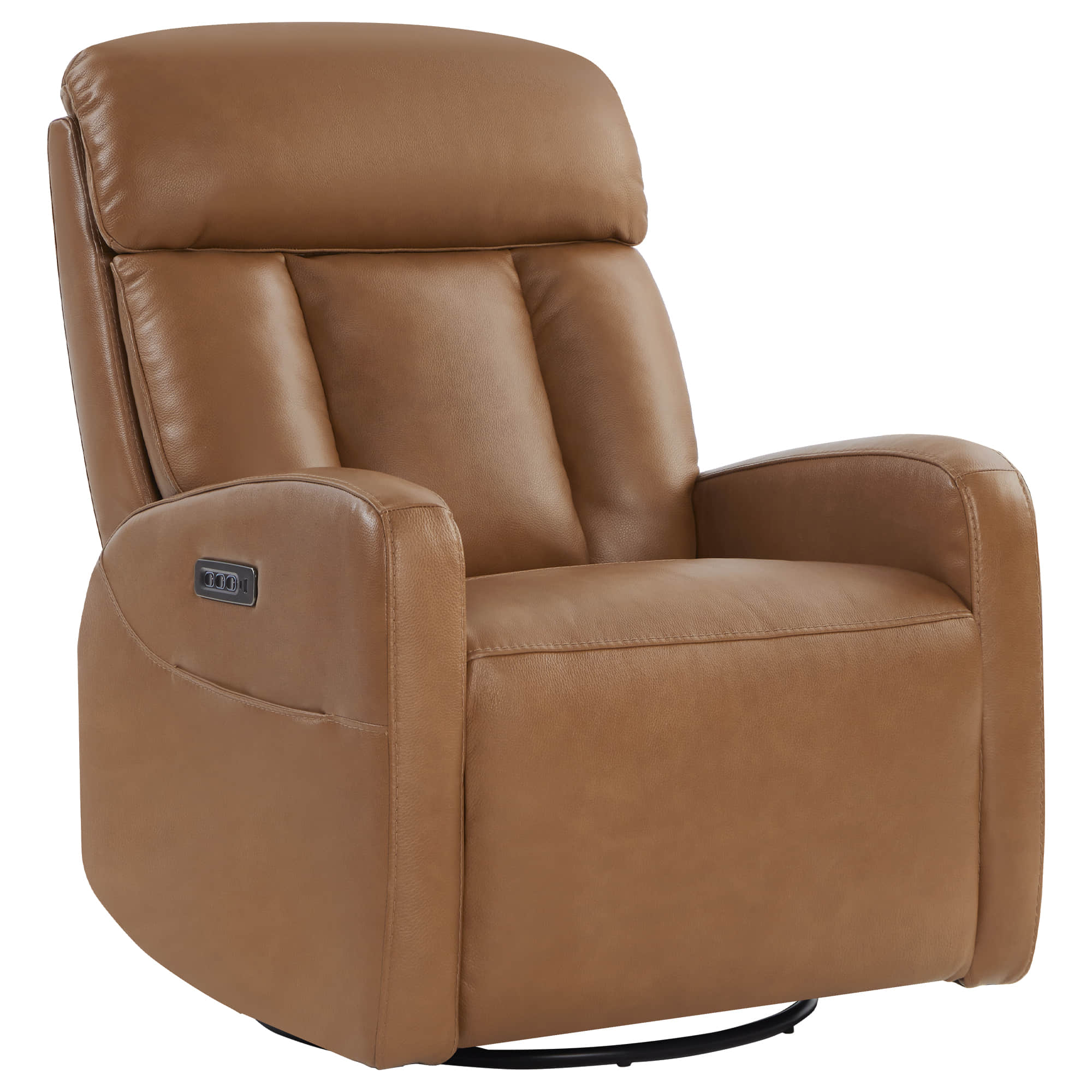 Fauteuil inclinable pivotant en cuir véritable Maxwell avec lombaire et appui-tête électriques
