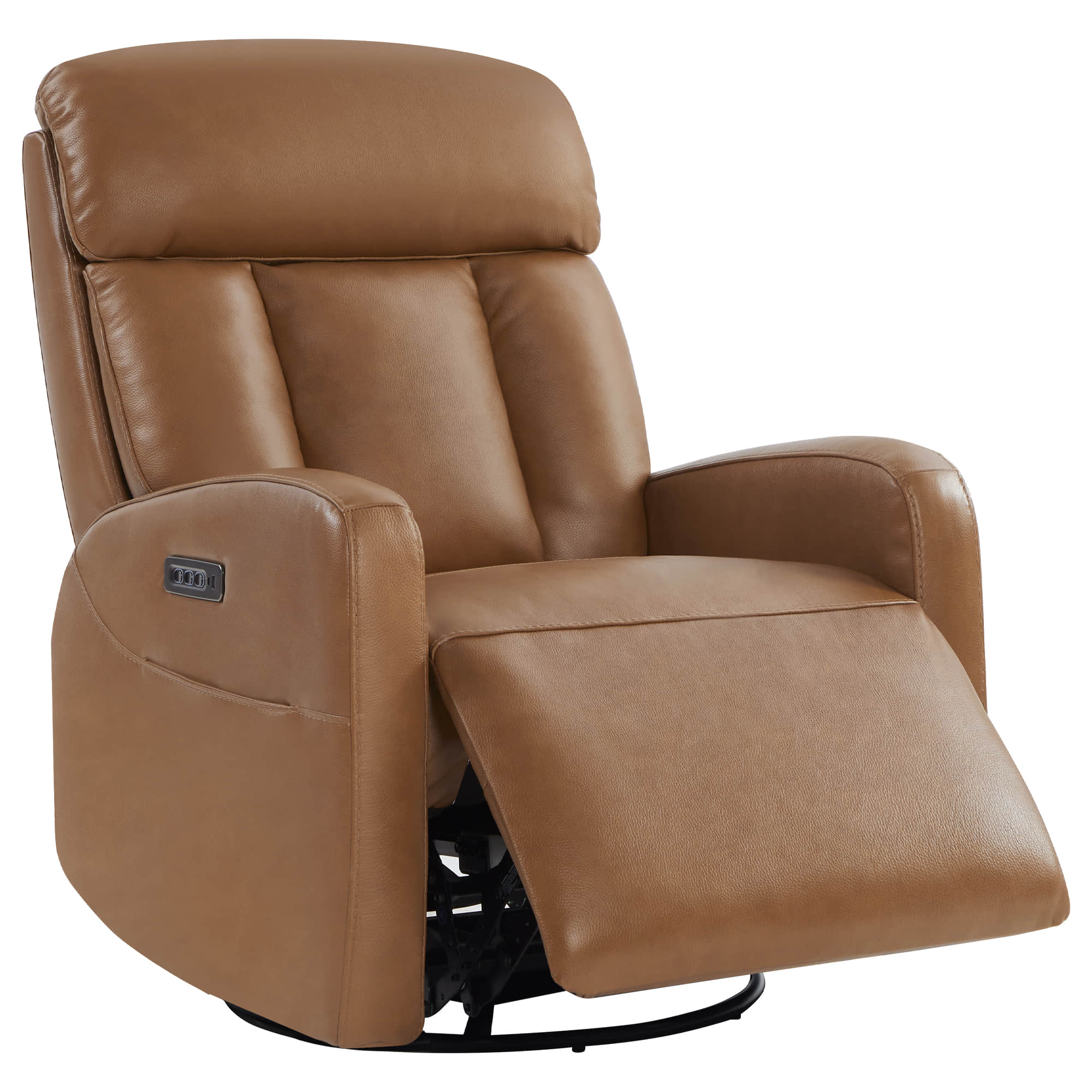 Fauteuil inclinable pivotant en cuir véritable Maxwell avec lombaire et appui-tête électriques