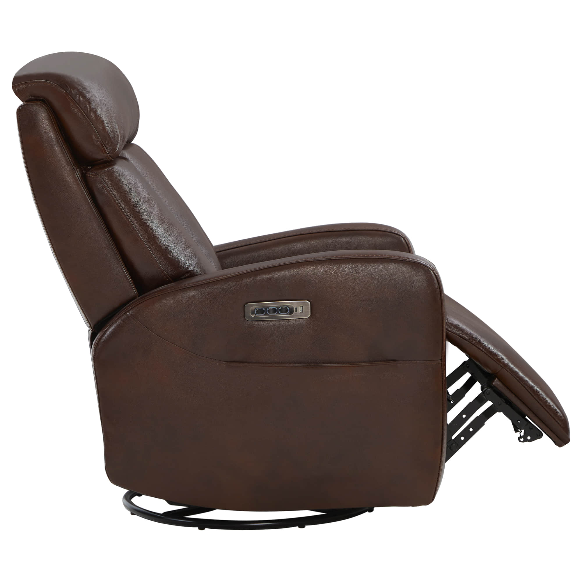 Fauteuil inclinable pivotant en cuir véritable Maxwell avec lombaire et appui-tête électriques