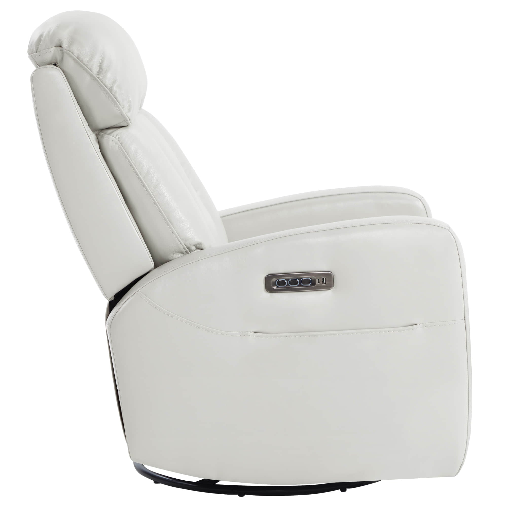 Fauteuil inclinable pivotant en cuir véritable Maxwell avec lombaire et appui-tête électriques