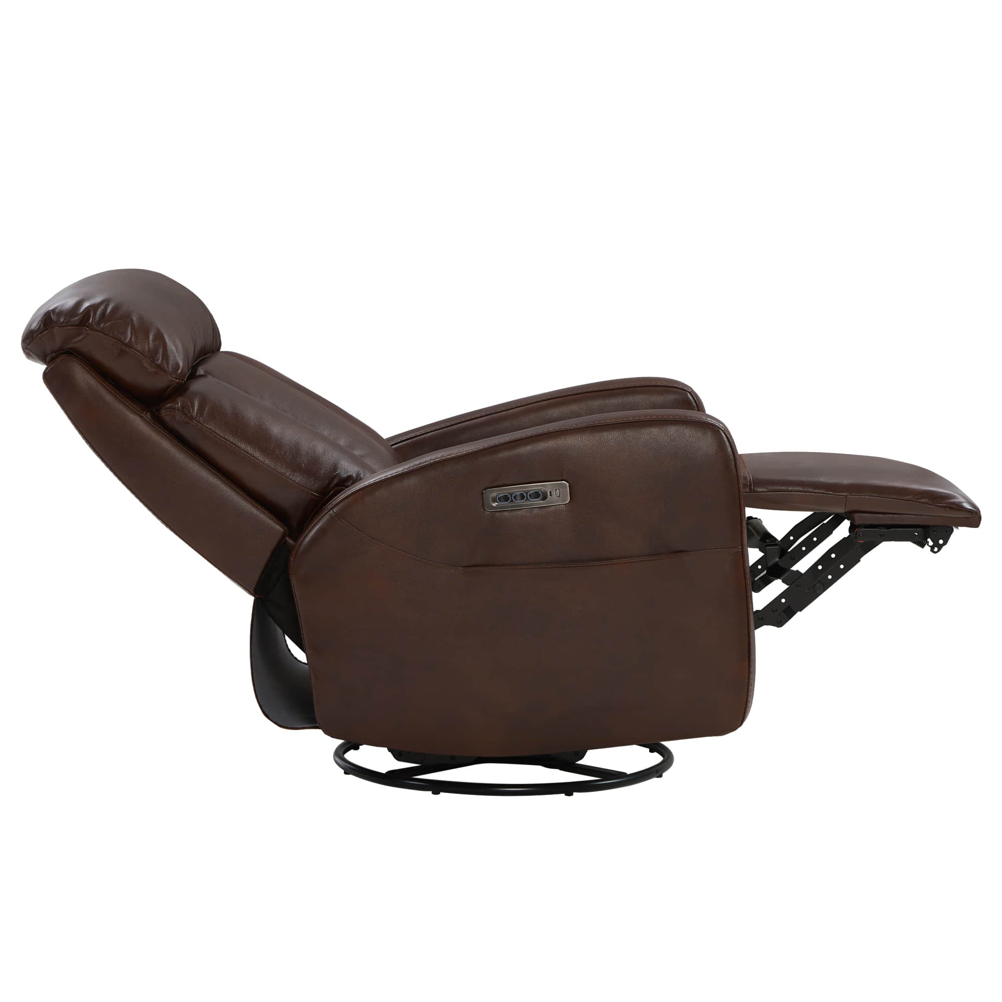 Fauteuil inclinable pivotant en cuir véritable Maxwell avec lombaire et appui-tête électriques
