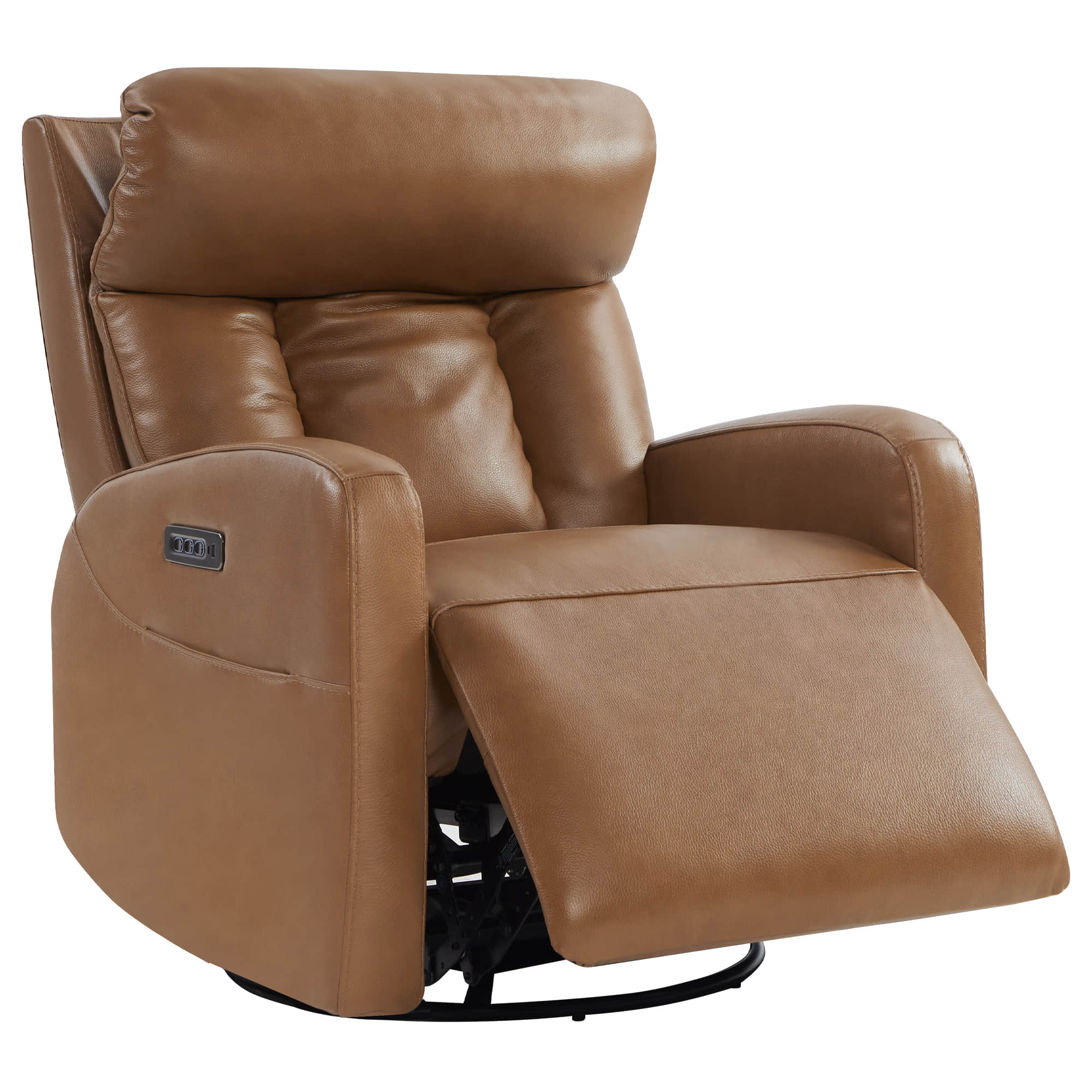 Fauteuil inclinable pivotant en cuir véritable Maxwell avec lombaire et appui-tête électriques