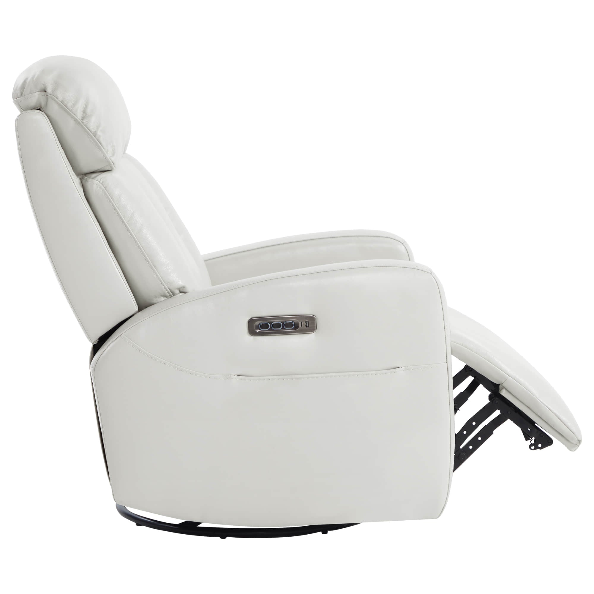 Fauteuil inclinable pivotant en cuir véritable Maxwell avec lombaire et appui-tête électriques