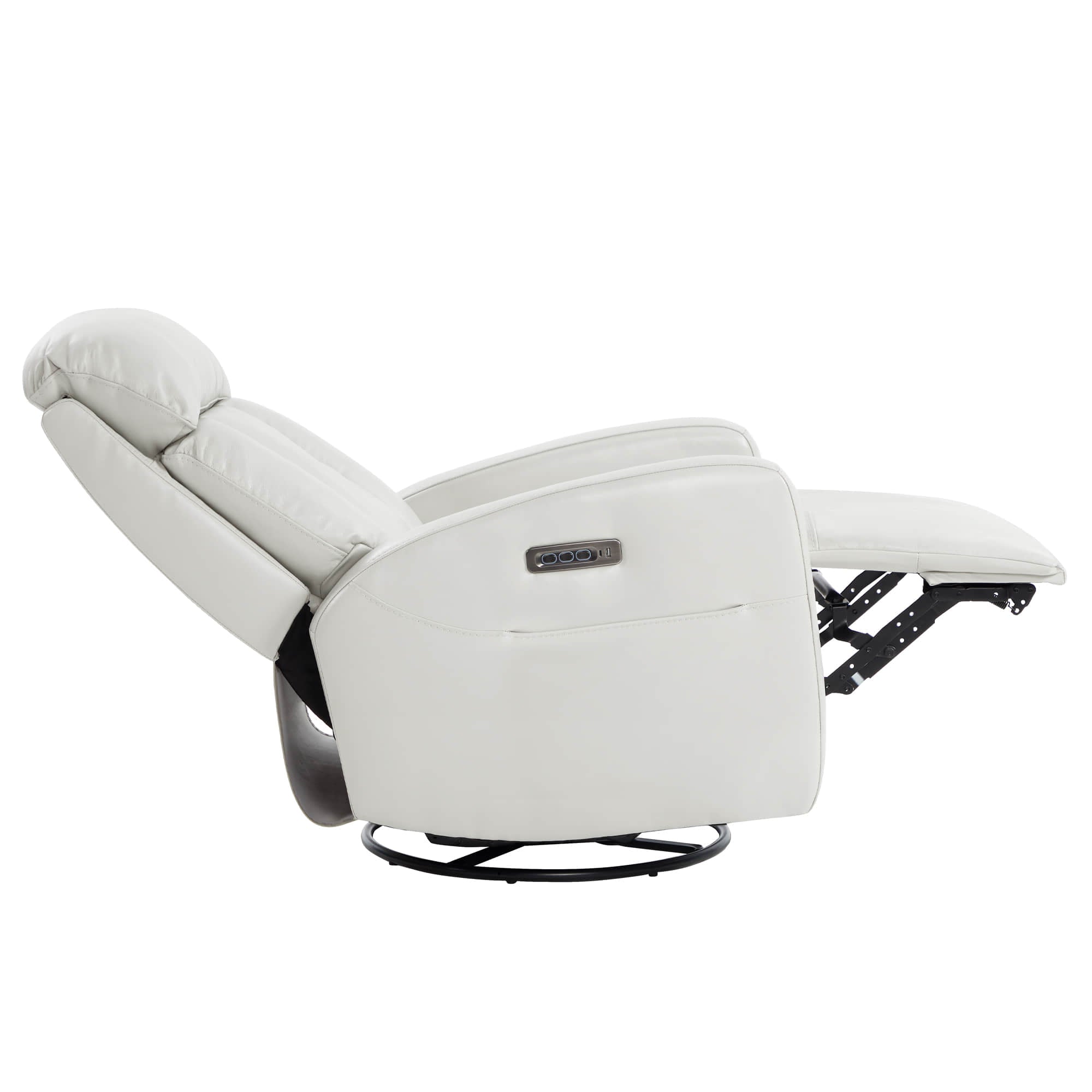 Fauteuil inclinable pivotant en cuir véritable Maxwell avec lombaire et appui-tête électriques